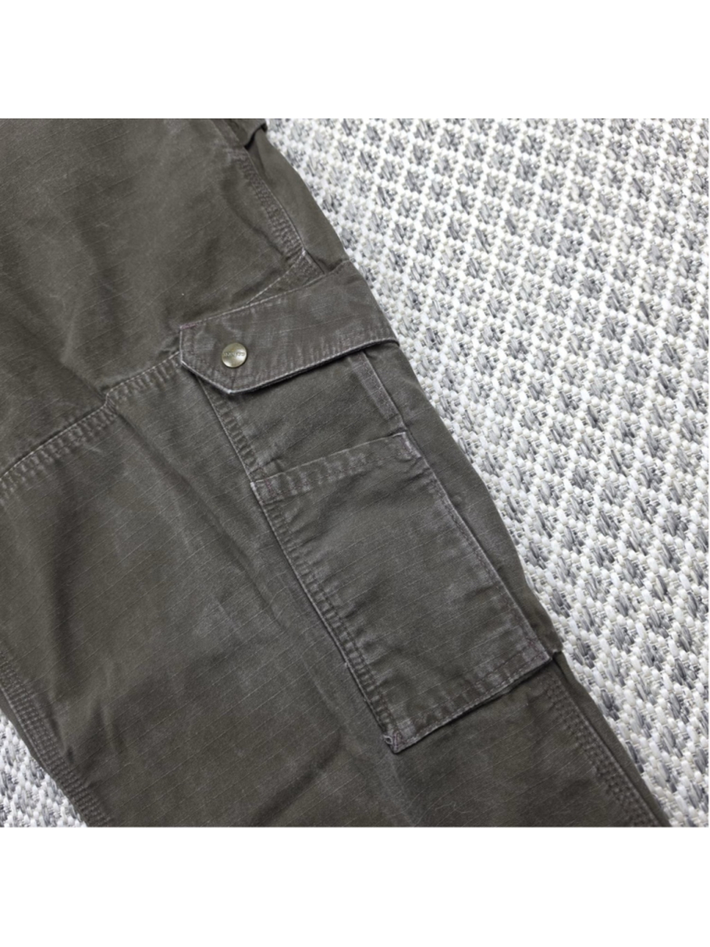 Carhartt Double Knee Cargo Pants Mens 40x32 Olive Brown Ripstop Workwear Utility - Picture 5 of 13